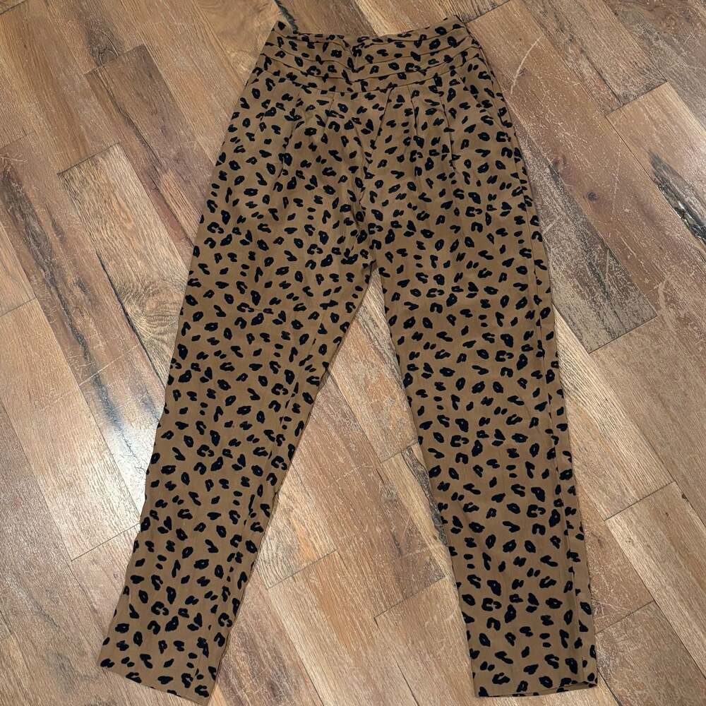 Anthropologie Maeve High-Waisted Pleated Leopard Print Trousers